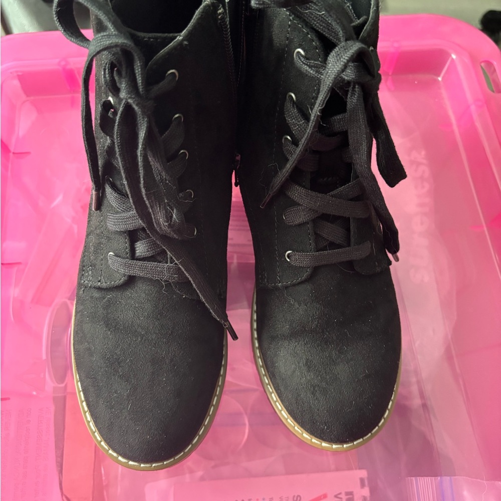 Women's Black Lace-Up Ankle Boots NWOT
